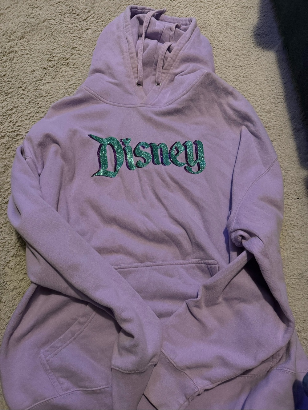 Disney Lavender Hoodie with Glitter Green Logo